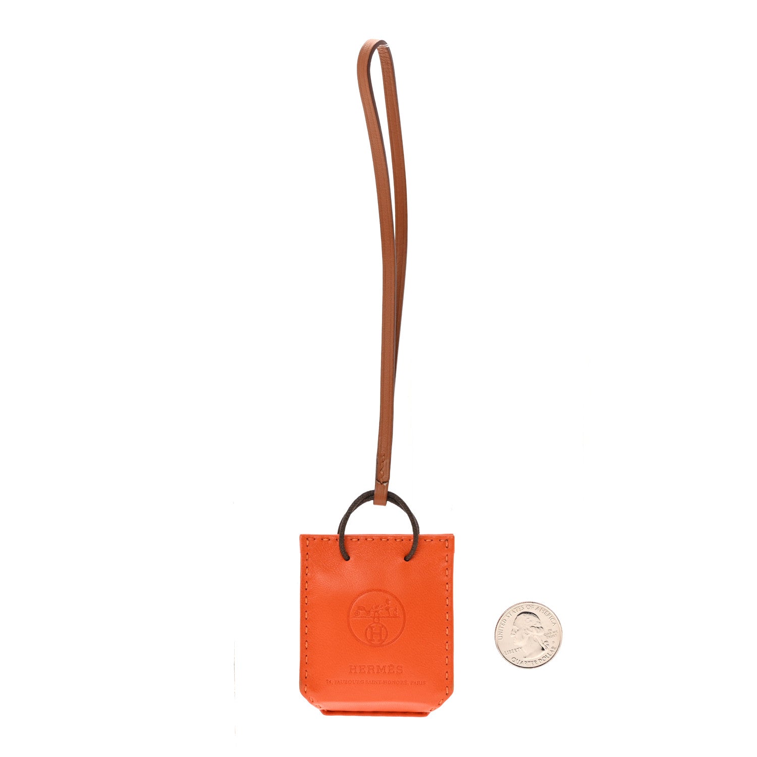 Hermes Milo Lambskin Swift Shopping Bag Charm Feu Gold 2 of 4