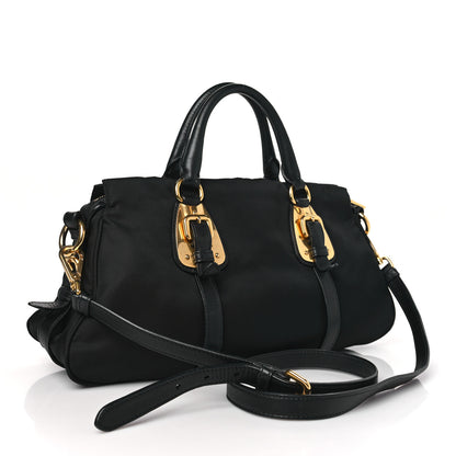 Prada Tessuto Nylon Soft Calfskin Shopping Satchel Black 3 of 9