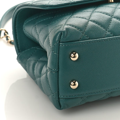 Chanel Caviar Quilted Mini Coco Handle Flap Green 8 of 9