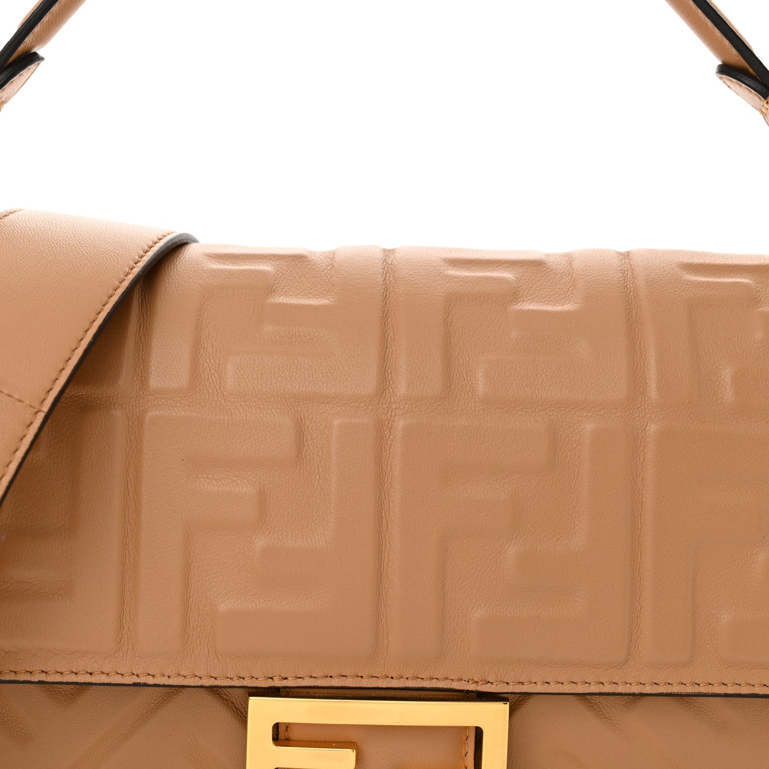 Fendi Nappa FF 1974 Embossed Baguette Miele Scuro 8 of 13