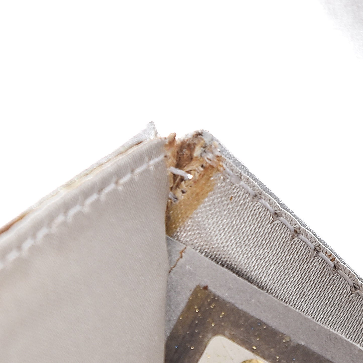 Metallic Lambskin Chain Clutch Silver