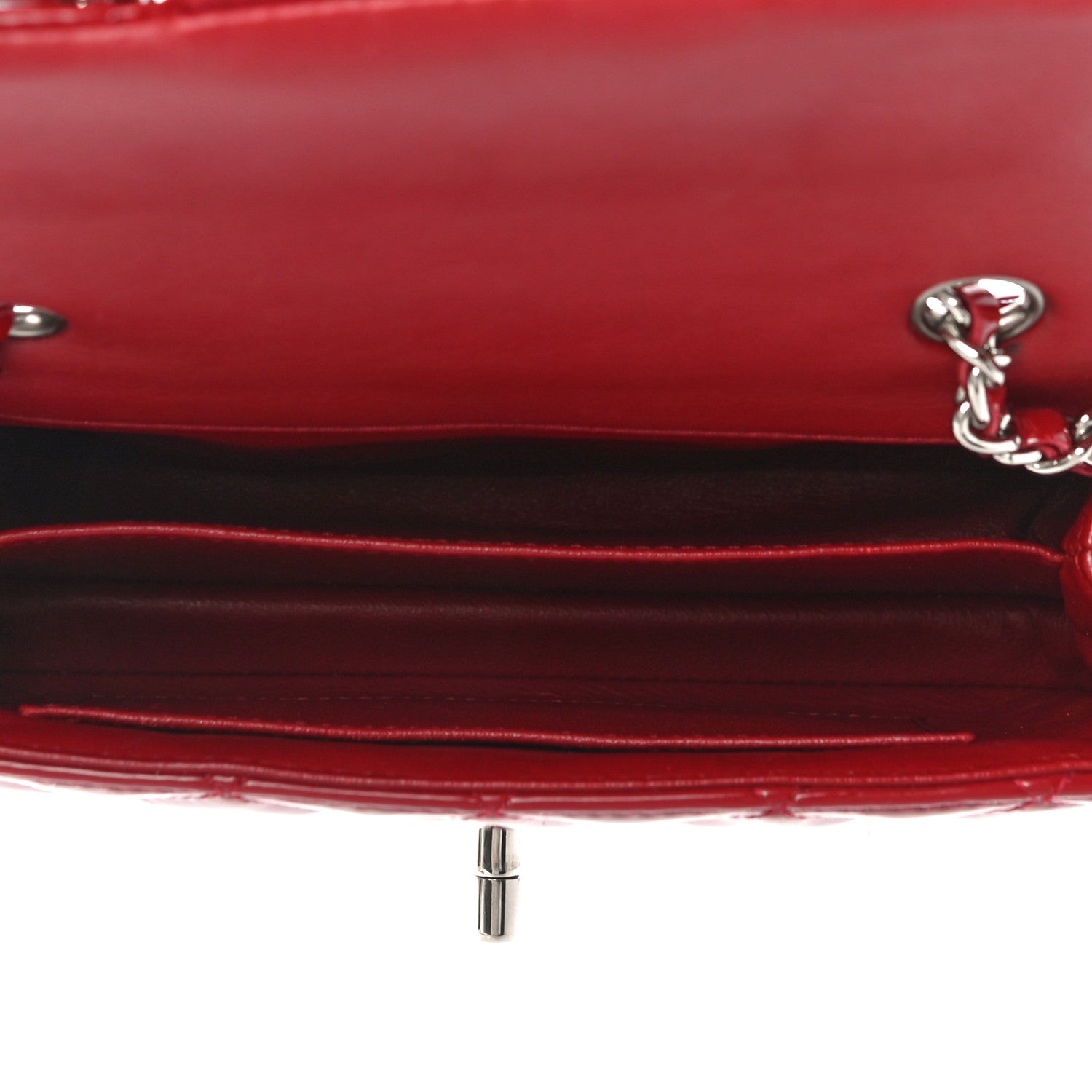 Chanel Patent Calfskin Quilted Extra Mini Rectangular Flap Red 5 of 11