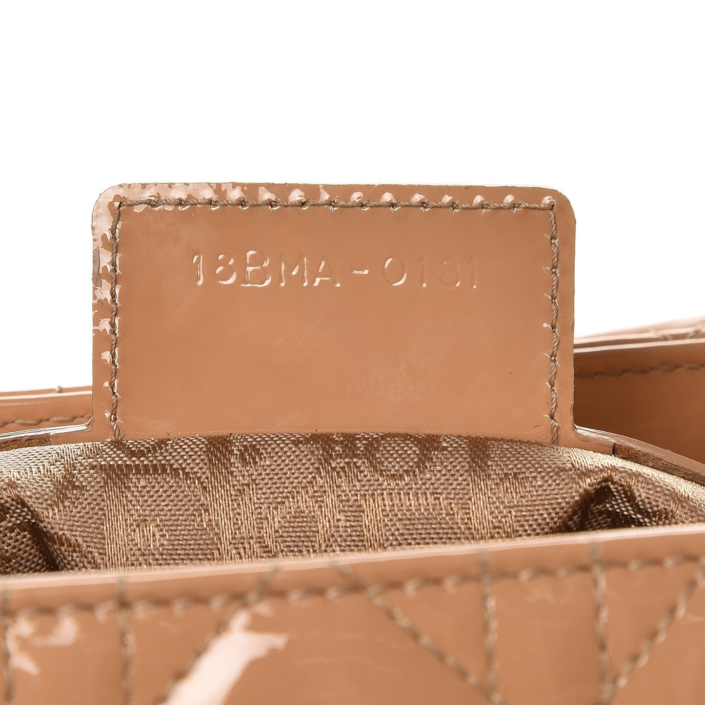 Patent Cannage Medium Lady Dior Beige