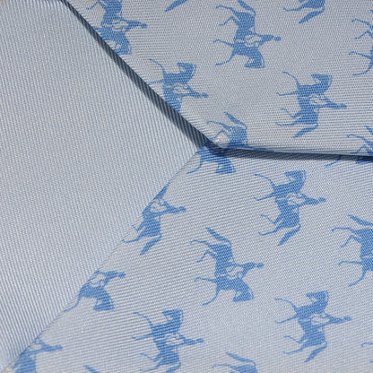 Hermes Silk Mens Neck Tie Bleu 6 of 7