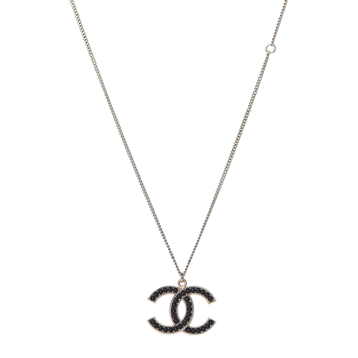 Enamel Beaded CC Necklace Gold Black