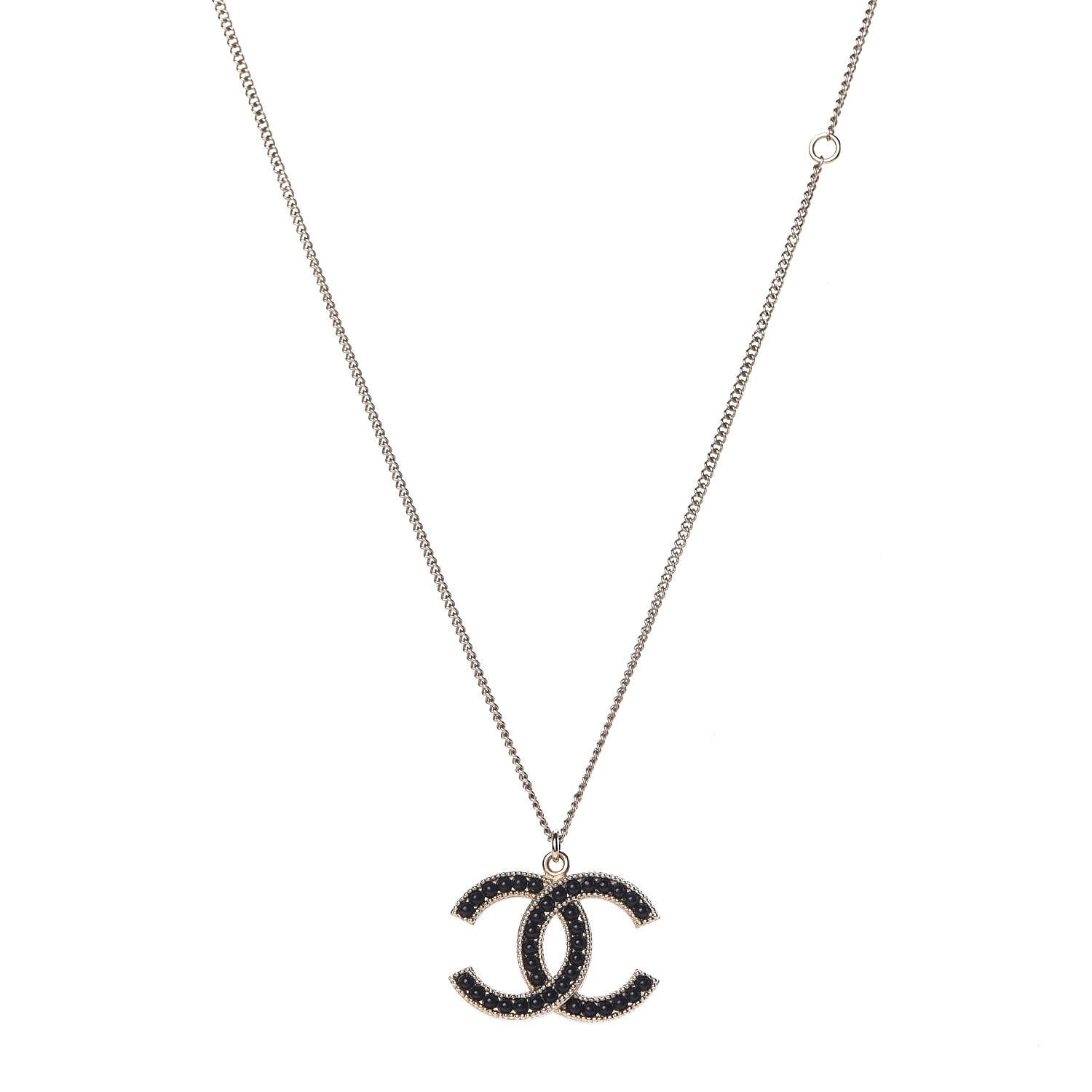 Chanel Enamel Beaded CC Necklace Gold Black 1 of 4