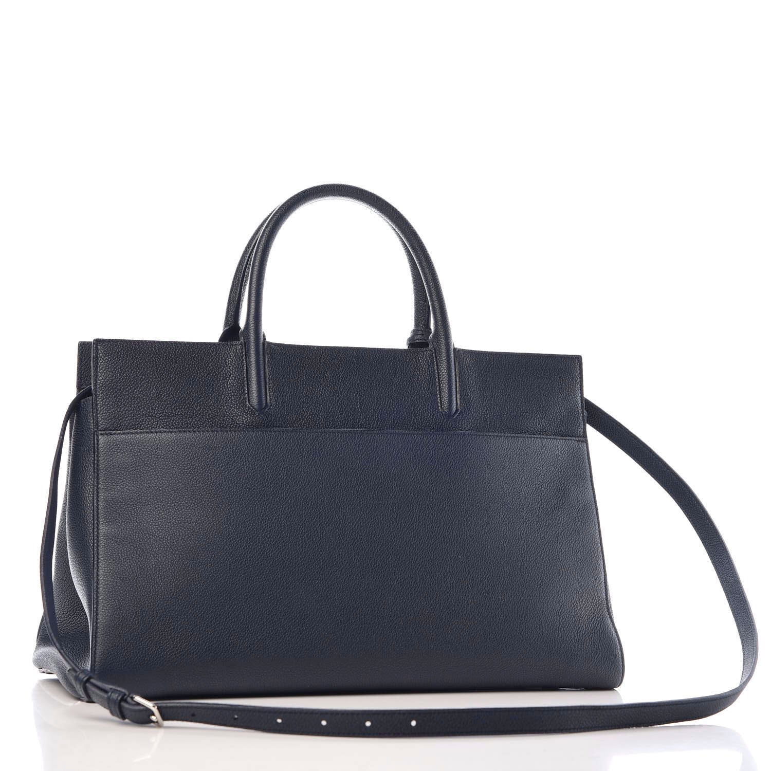 Saint Laurent Calfskin Medium Rive Gauche Cabas Navy Blue 3 of 12