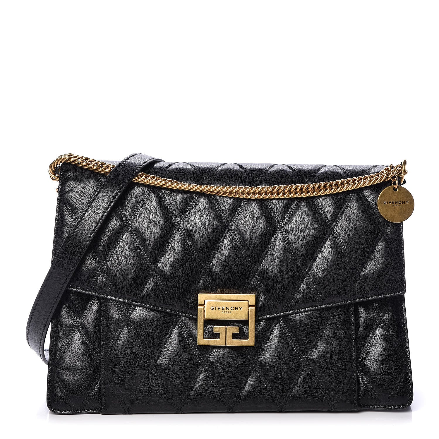 Givenchy Goatskin Quilted Medium GV3 Shoulder Bag Black 1 of 9