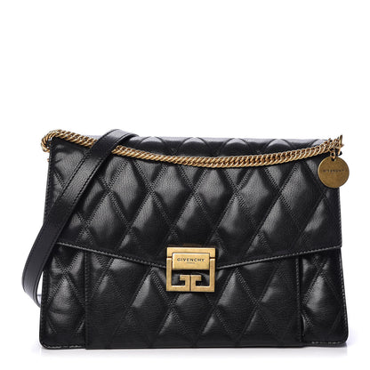 Givenchy Goatskin Quilted Medium GV3 Shoulder Bag Black 1 of 9