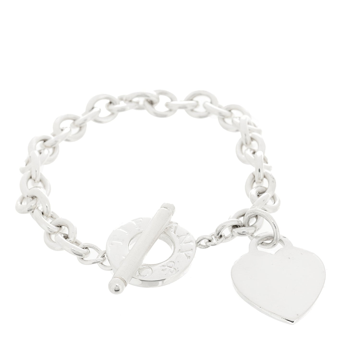 Sterling Silver Heart Tag Toggle Bracelet