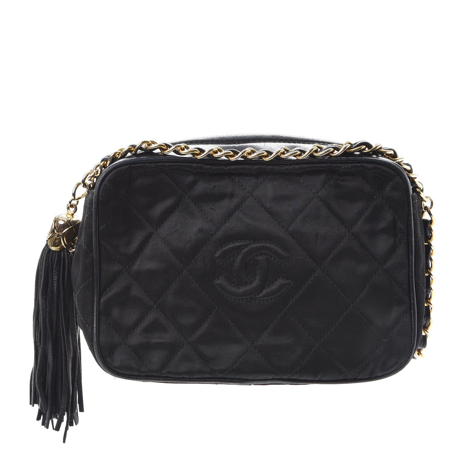 Chanel Satin Quilted Tassel Camera Case Black 1 of 18