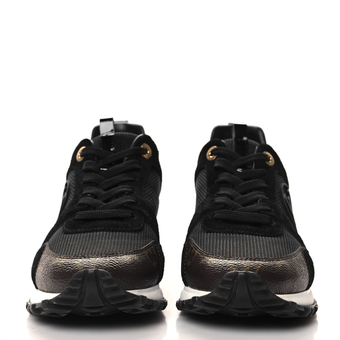 Suede Monogram Run Away Sneakers 37 Black
