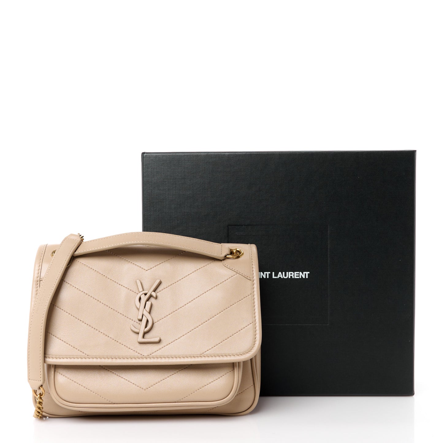 Lambskin Matelasse Monogram Baby Niki Chain Satchel Dark Beige