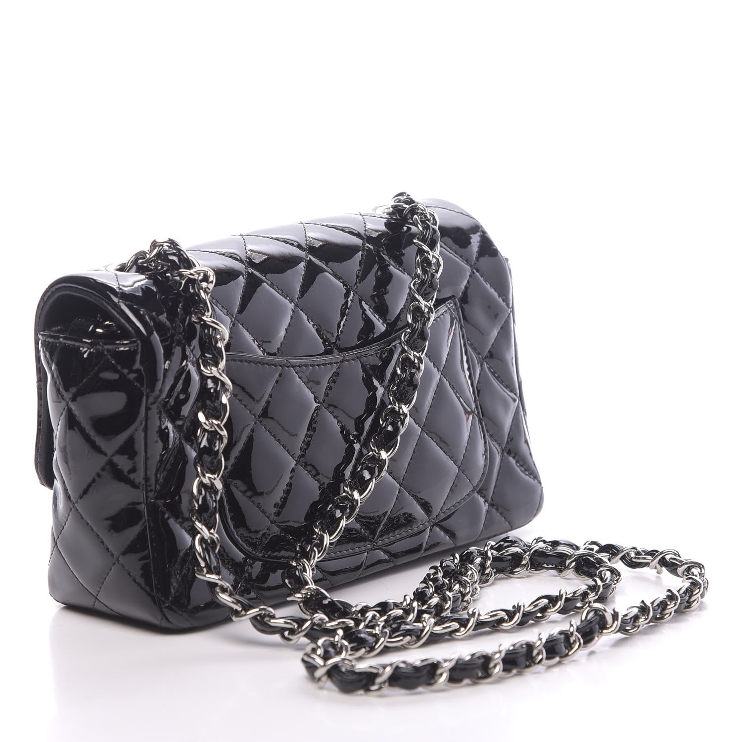 Chanel Patent Calfskin Quilted Mini Rectangular Flap Black 3 of 13