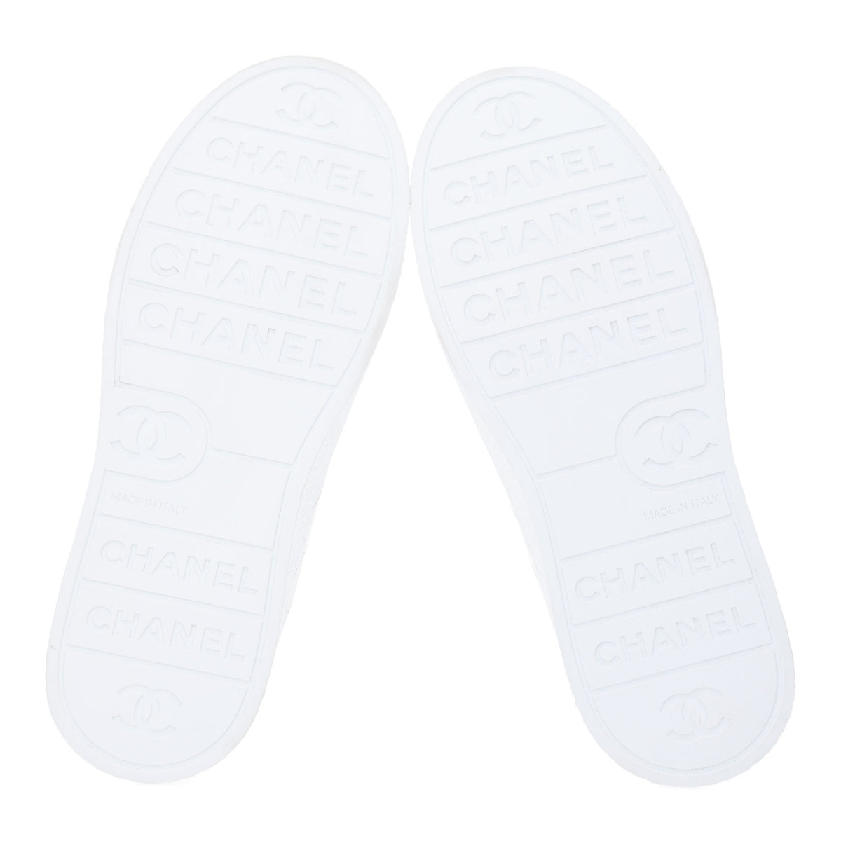 Crumpled Lambskin Patent Cap Toe CC Stitched Sneakers 38 White Black