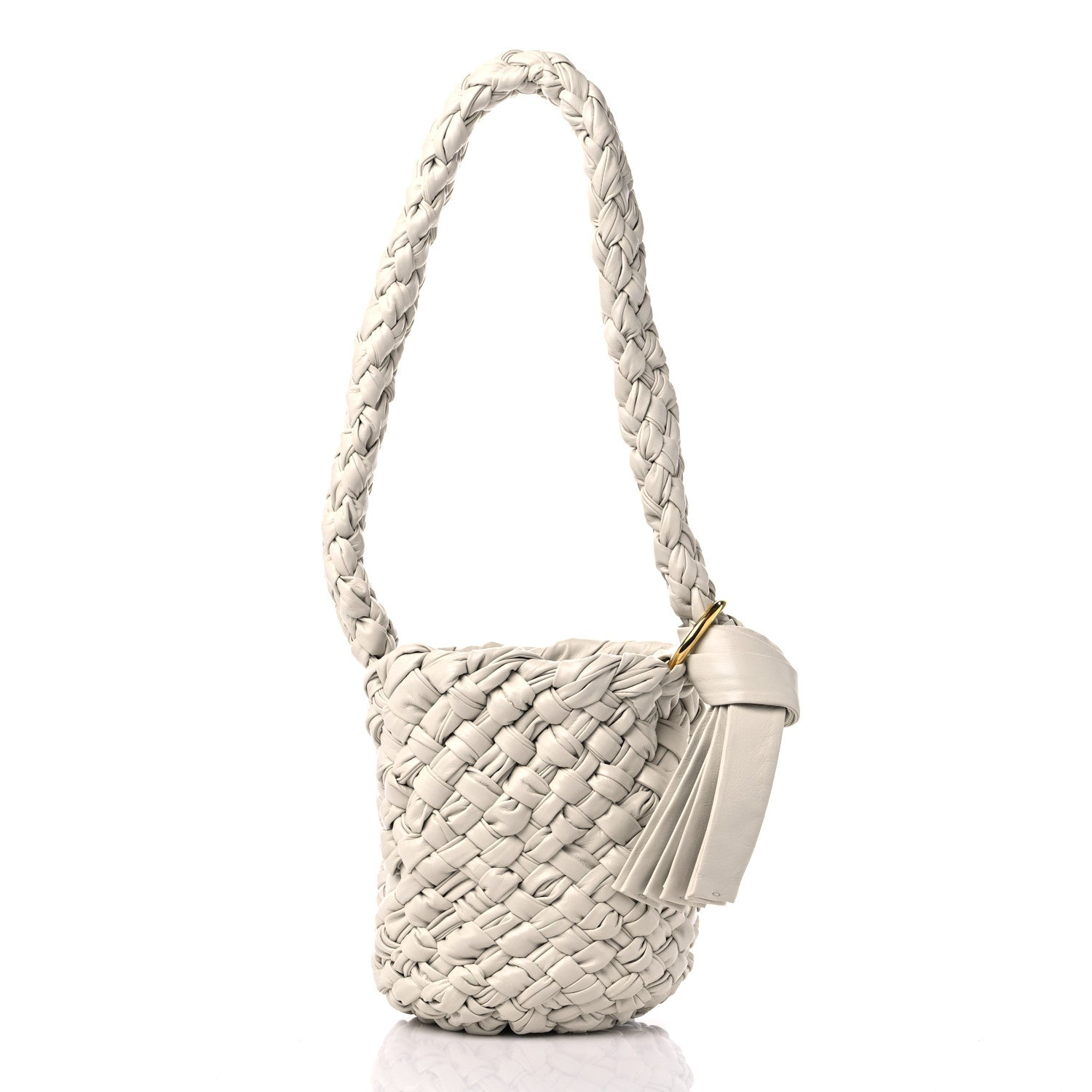 Bottega Veneta Calfskin Intrecciato Small Foulard Kalimero Bucket Bag Bone 3 of 9