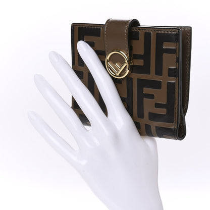 Fendi Vitello Soft F is Fendi Bi-Color FF 1974 Embossed Compact Wallet Maya Black 2 of 8