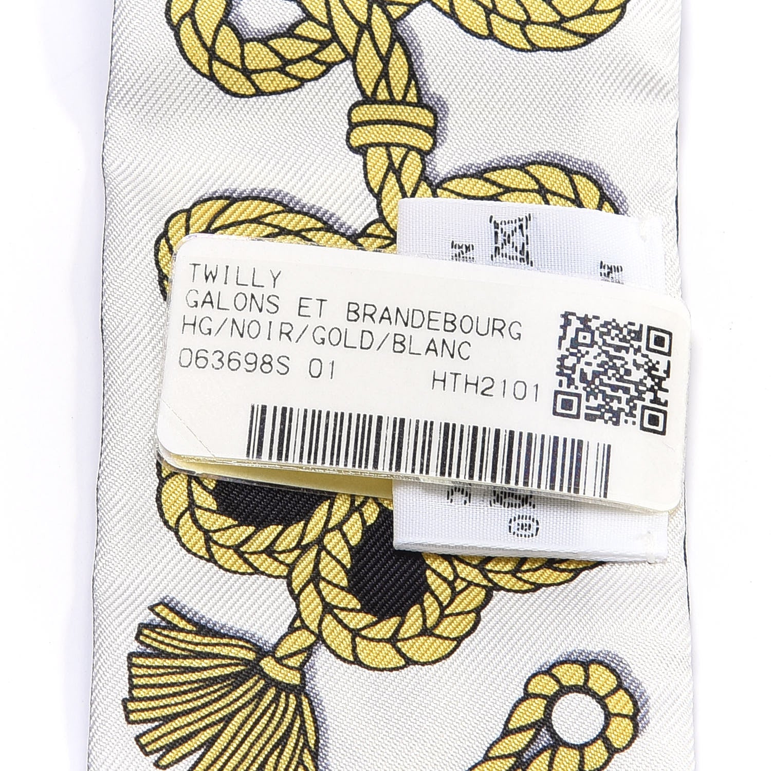 Hermes Silk Galons Et Brandebourg Twilly Black Gold White 3 of 4