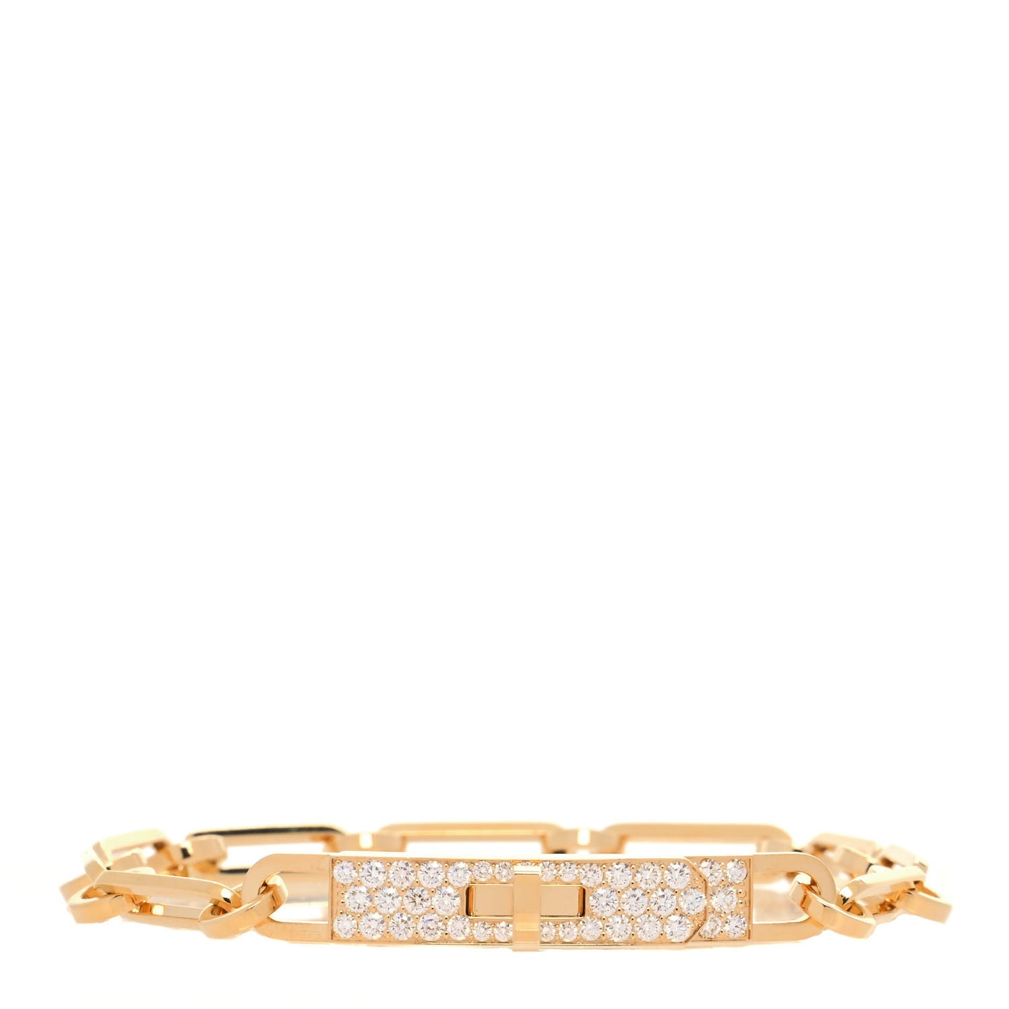 18K Yellow Gold Diamond Pave PM Kelly Chaine Bracelet ST