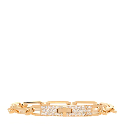 Hermes 18K Yellow Gold Diamond Pave PM Kelly Chaine Bracelet ST 1 of 5