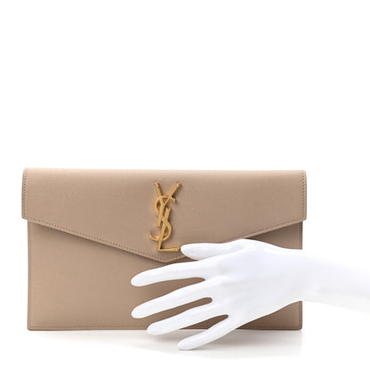 Saint Laurent Grain De Poudre Uptown Pouch Dark Beige 2 of 7