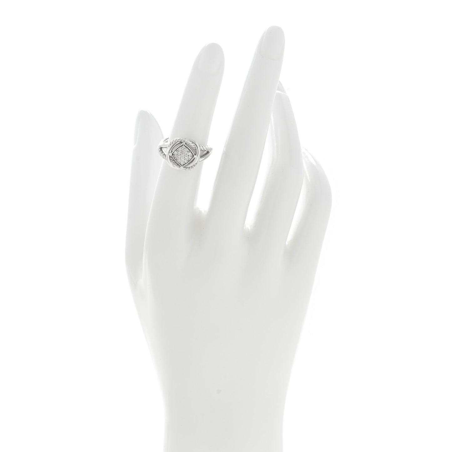 Sterling Silver Diamond Pave 7mm Infinity Ring 50 5.25