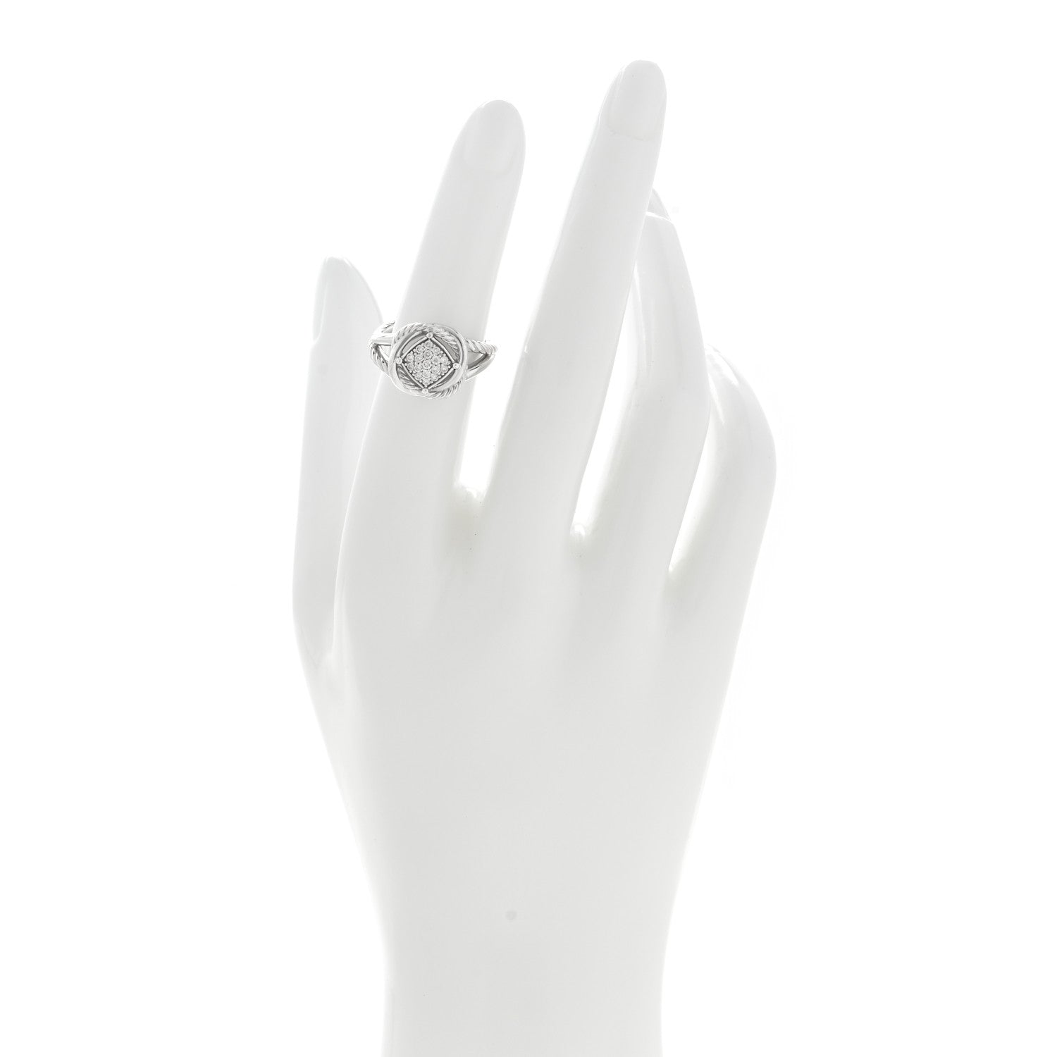 David Yurman Sterling Silver Diamond Pave 7mm Infinity Ring 50 5.25 2 of 4