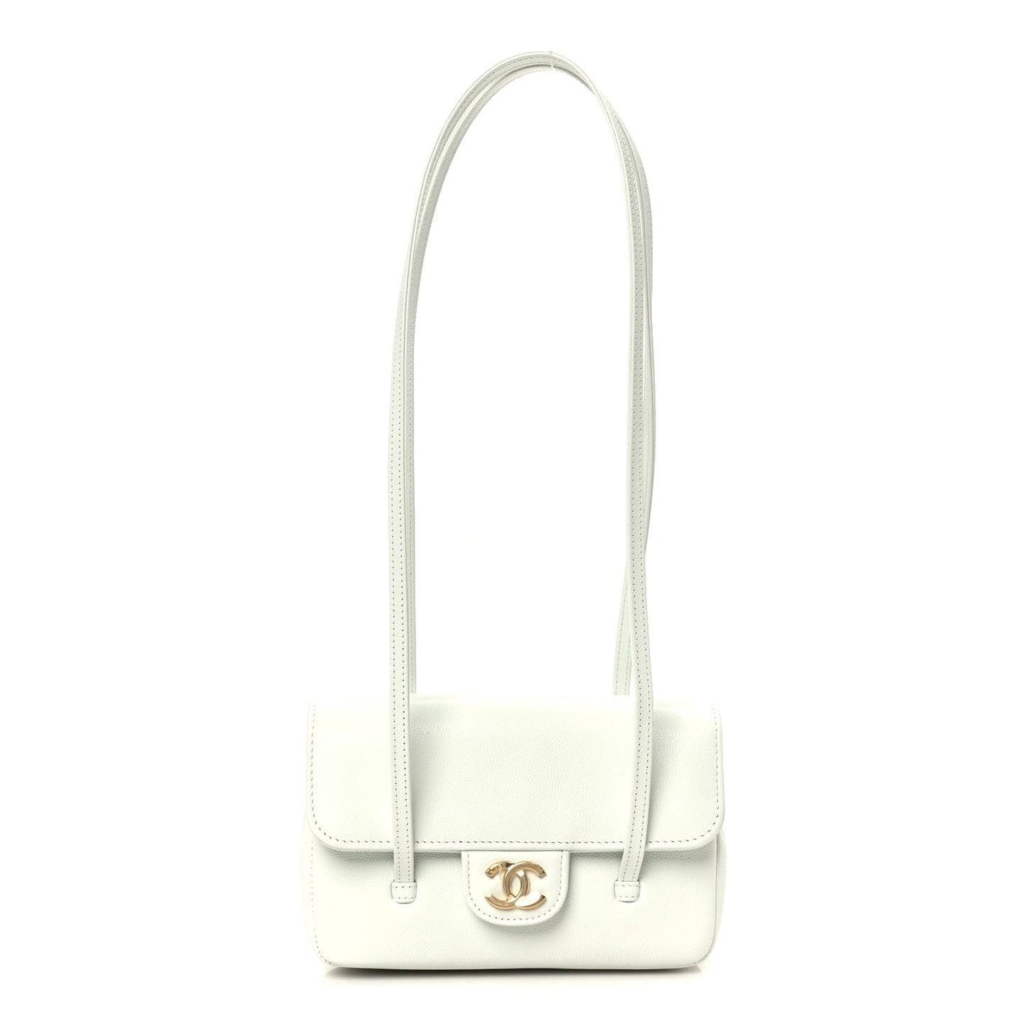 Shiny Caviar Mini Preppy Coco Shoulder Bag Light Blue