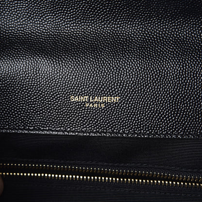 Saint Laurent Grain De Poudre Textured Mixed Matelasse Large Triquilt Monogram Satchel Black 7 of 10