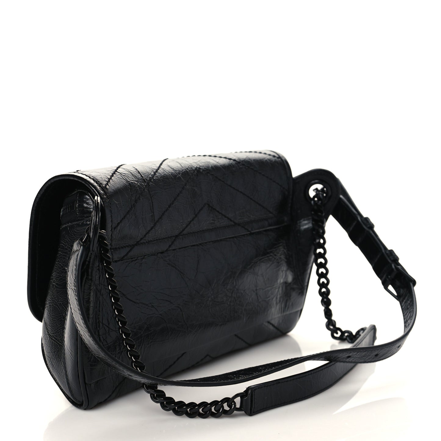 Crinkled Calfskin Matelasse Monogram Niki Body Bag Black