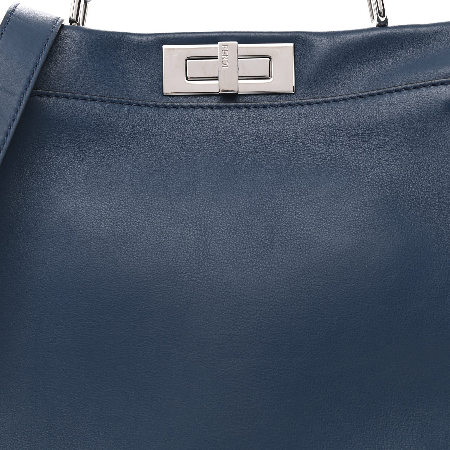 Fendi Calfskin Lace Up Medium Peekaboo Iconic Satchel Blue 9 of 13
