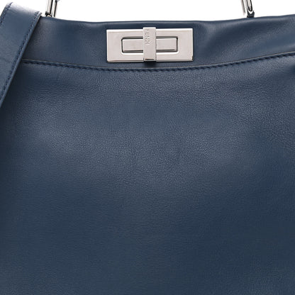 Fendi Calfskin Lace Up Medium Peekaboo Iconic Satchel Blue 9 of 13