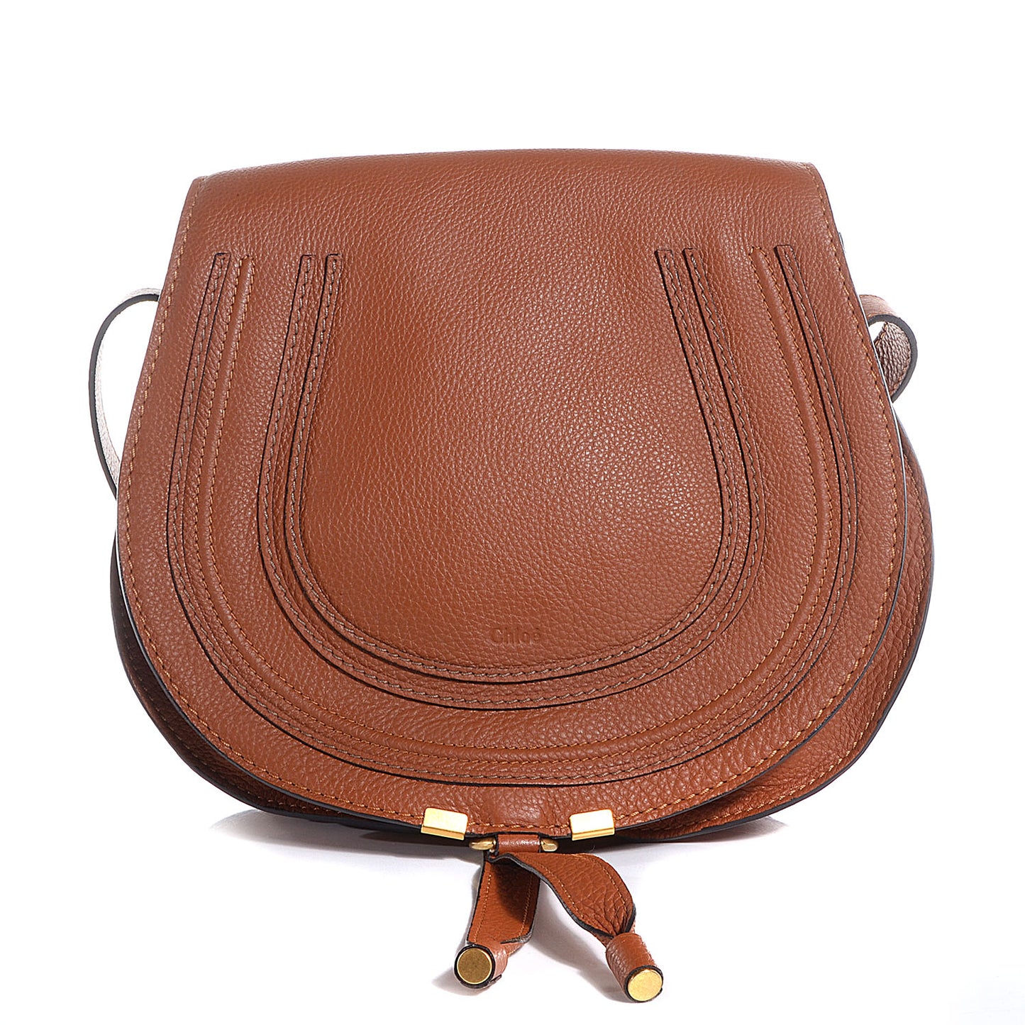 Calfskin Medium Marcie Round Crossbody Bag Tan