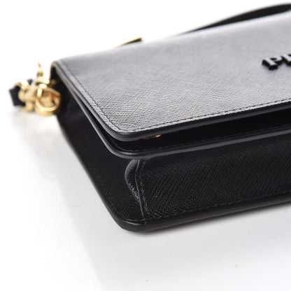Prada Saffiano Shine Chain Wallet Black 5 of 9