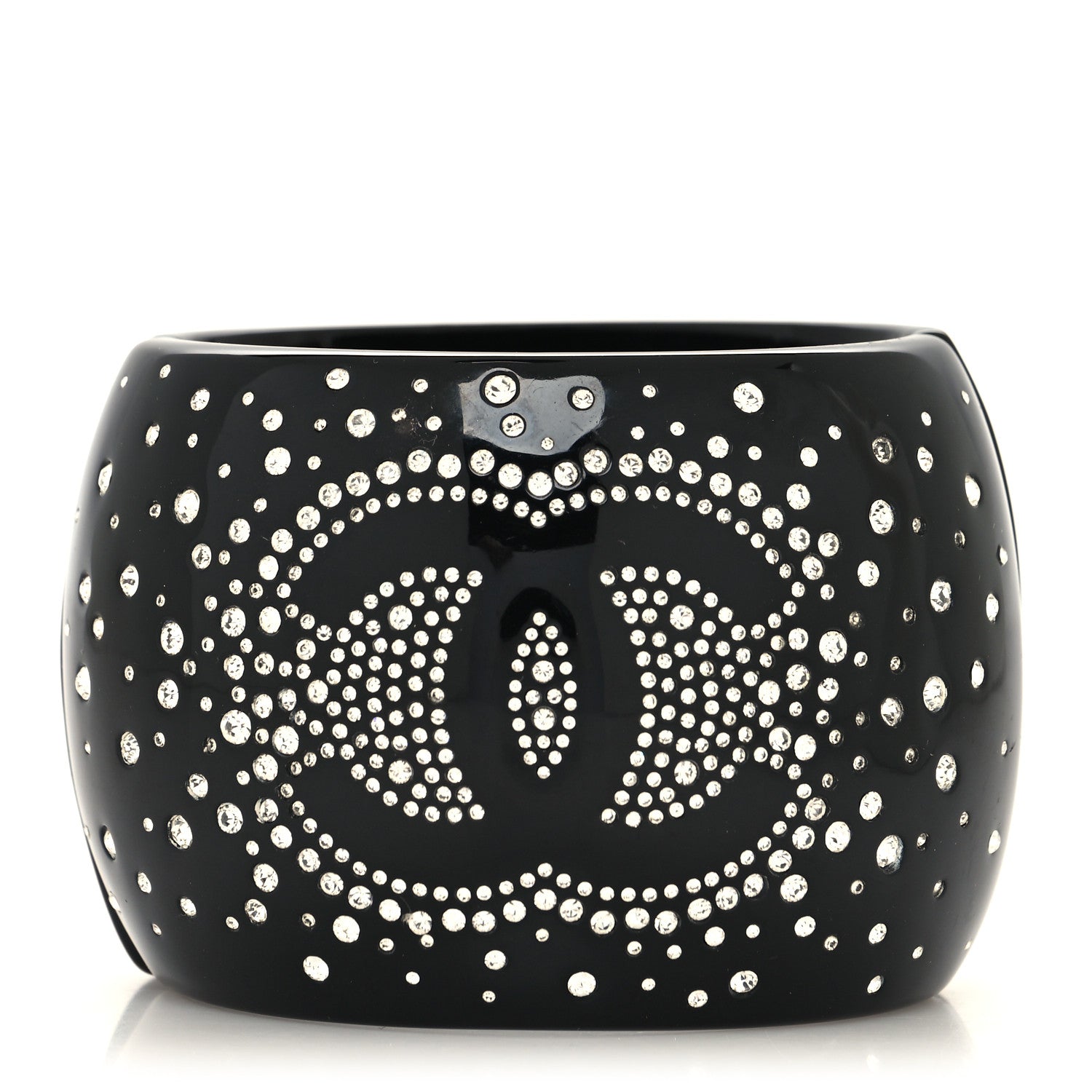 Chanel Resin Strass CC Cuff Bracelet Black 1 of 4