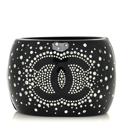 Chanel Resin Strass CC Cuff Bracelet Black 1 of 4