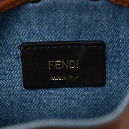 Fendi Denim Vitello King F is Fendi FF Embroidered Mini Mon Tresor Bucket Bag Denim Chiaro Brandy 6 of 10