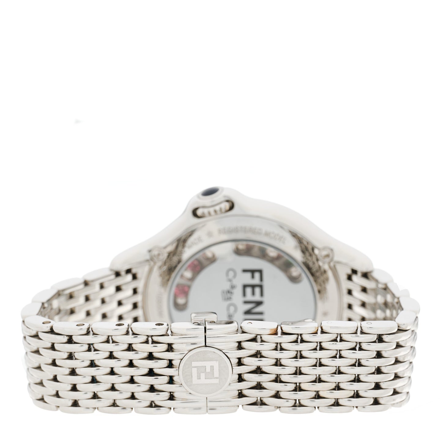 Stainless Steel Diamond Topaz 38mm Crazy Carats Rotating Gem Quartz Watch