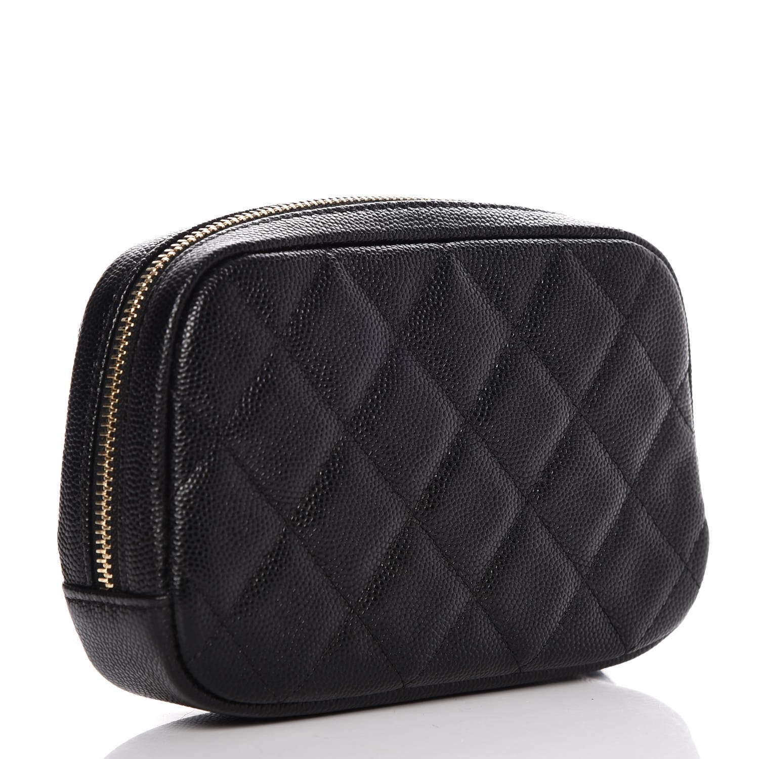 Chanel Caviar Quilted Small Curvy Pouch Cosmetic Case Black 3 of 8