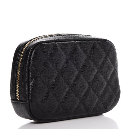 Chanel Caviar Quilted Small Curvy Pouch Cosmetic Case Black 3 of 8