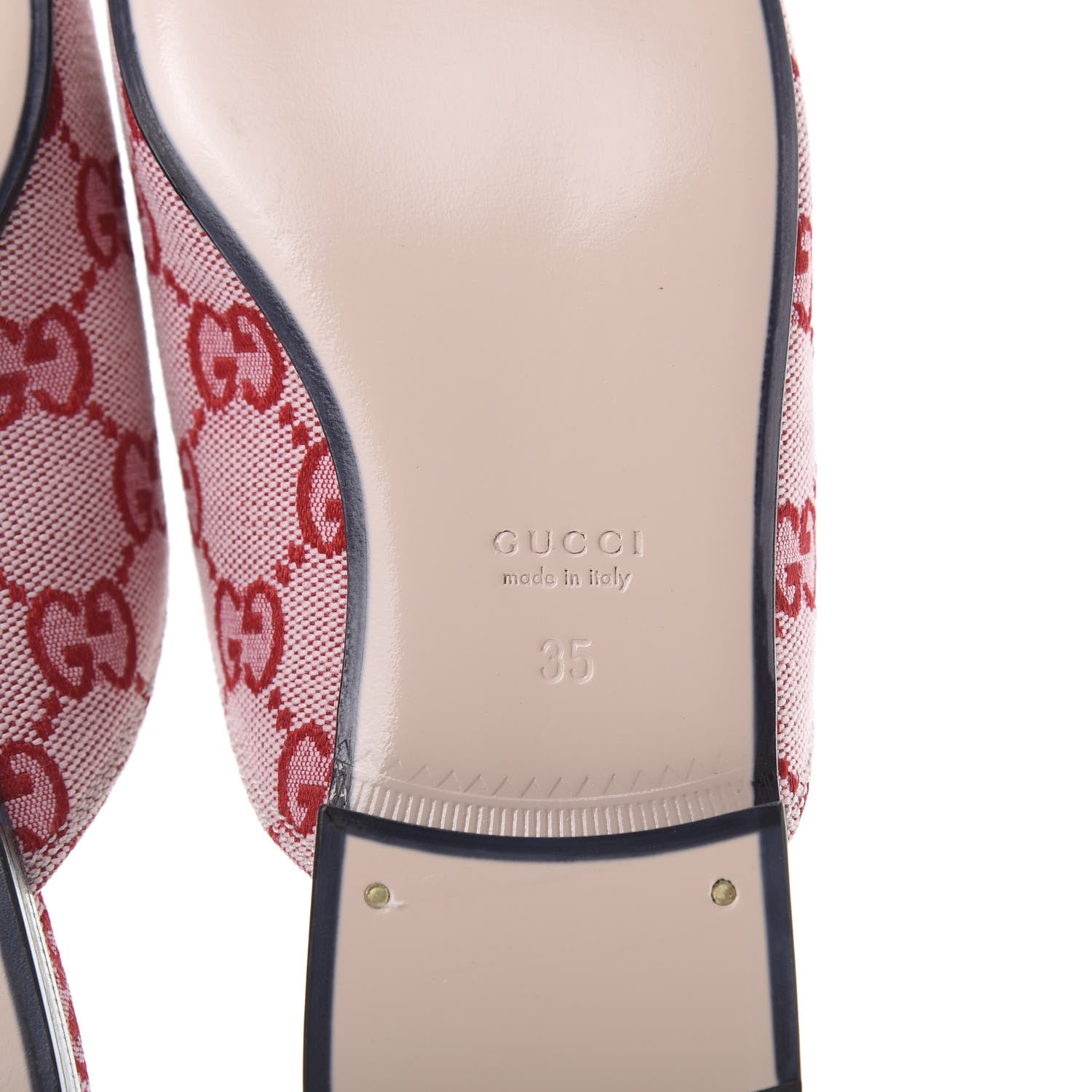 Gucci Canvas GG Monogram Horsebit Womens Princetown Slippers 35 Gardenia Hibiscus Red 6 of 8