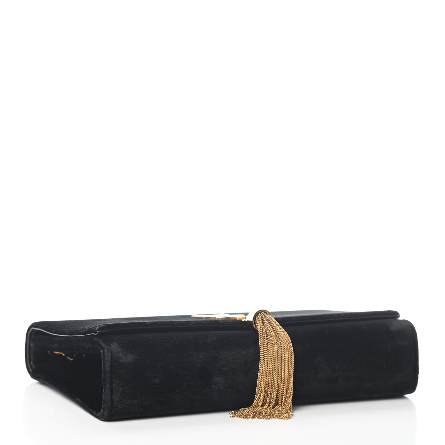 Velvet Medium Monogram Kate Tassel Shoulder Bag Black