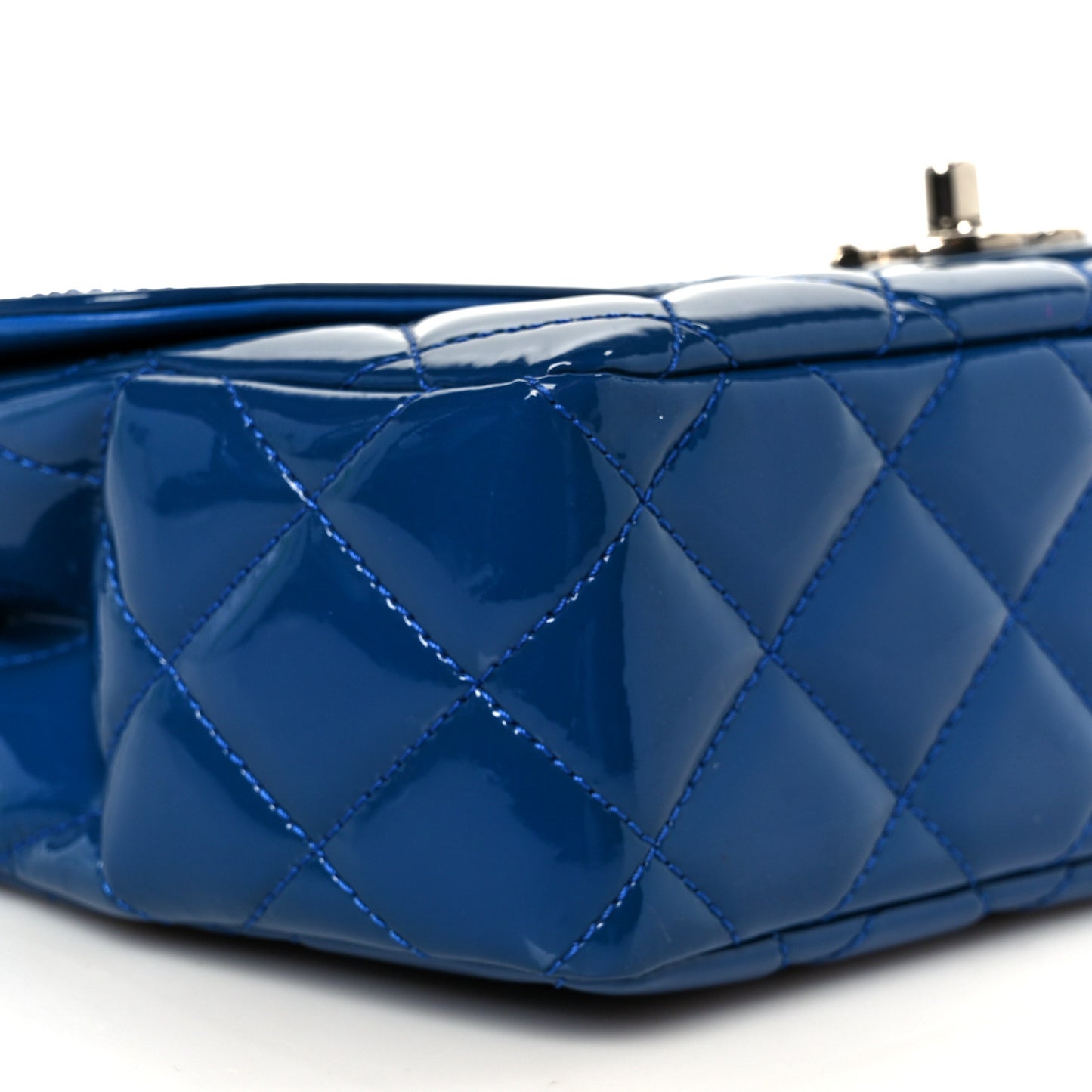 Patent Quilted Large Coco Shine Flap Blue