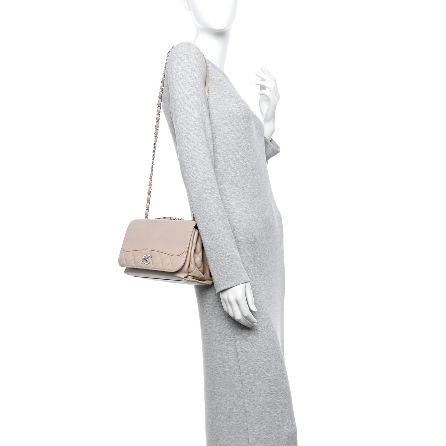 Calfskin Small Tramezzo Flap Beige