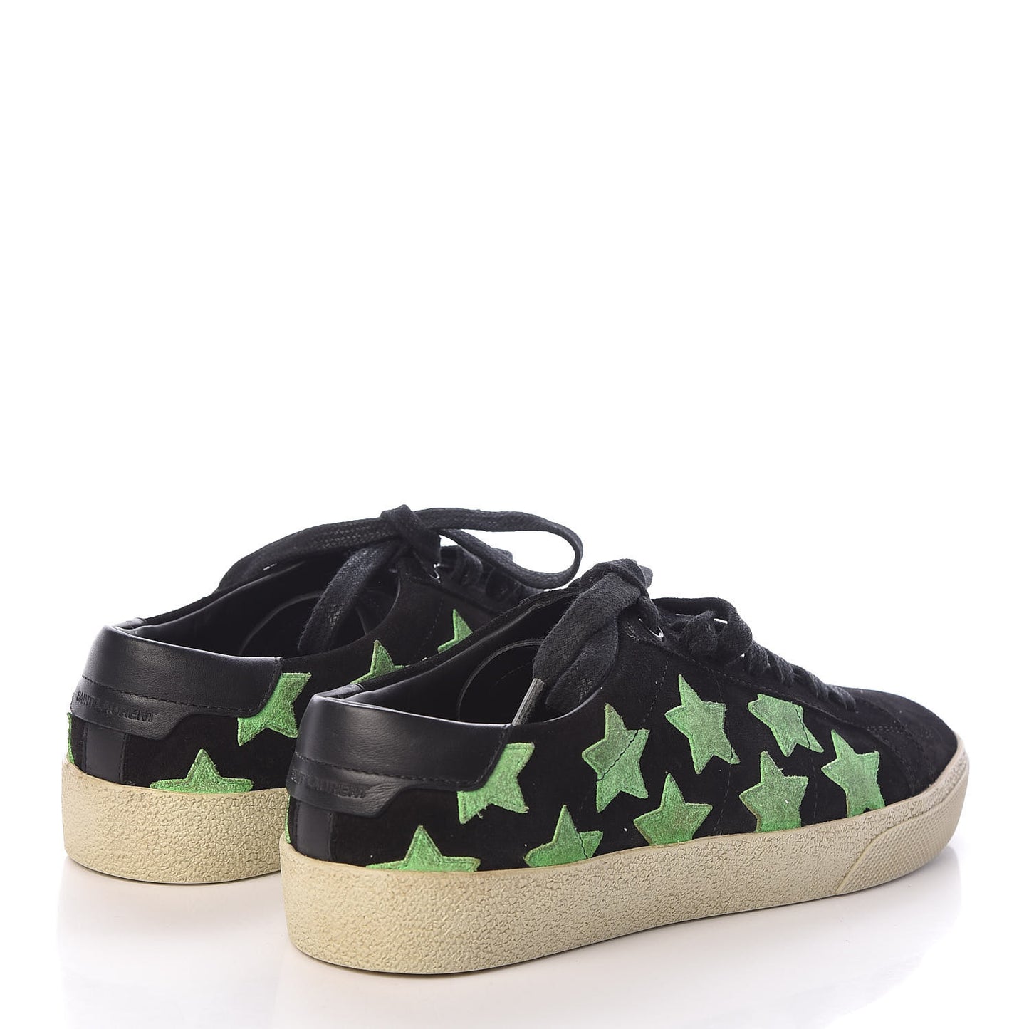 Suede Star Court Sneakers 36.5 Black Green Fluo