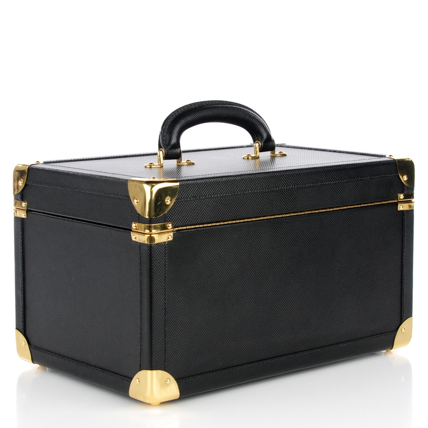 Vintage Stamped Calfskin Vanity Trunk Black
