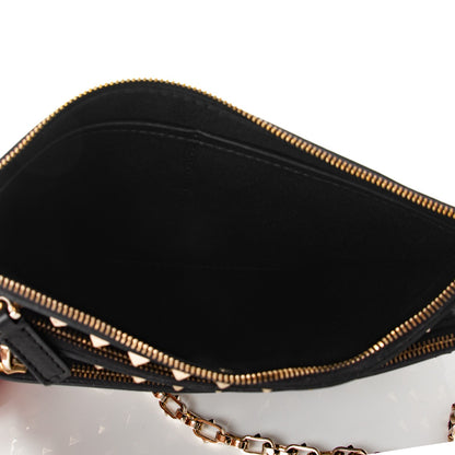 Valentino Garavani Vitello Rockstud Triple Zip Crossbody Bag Black 5 of 6