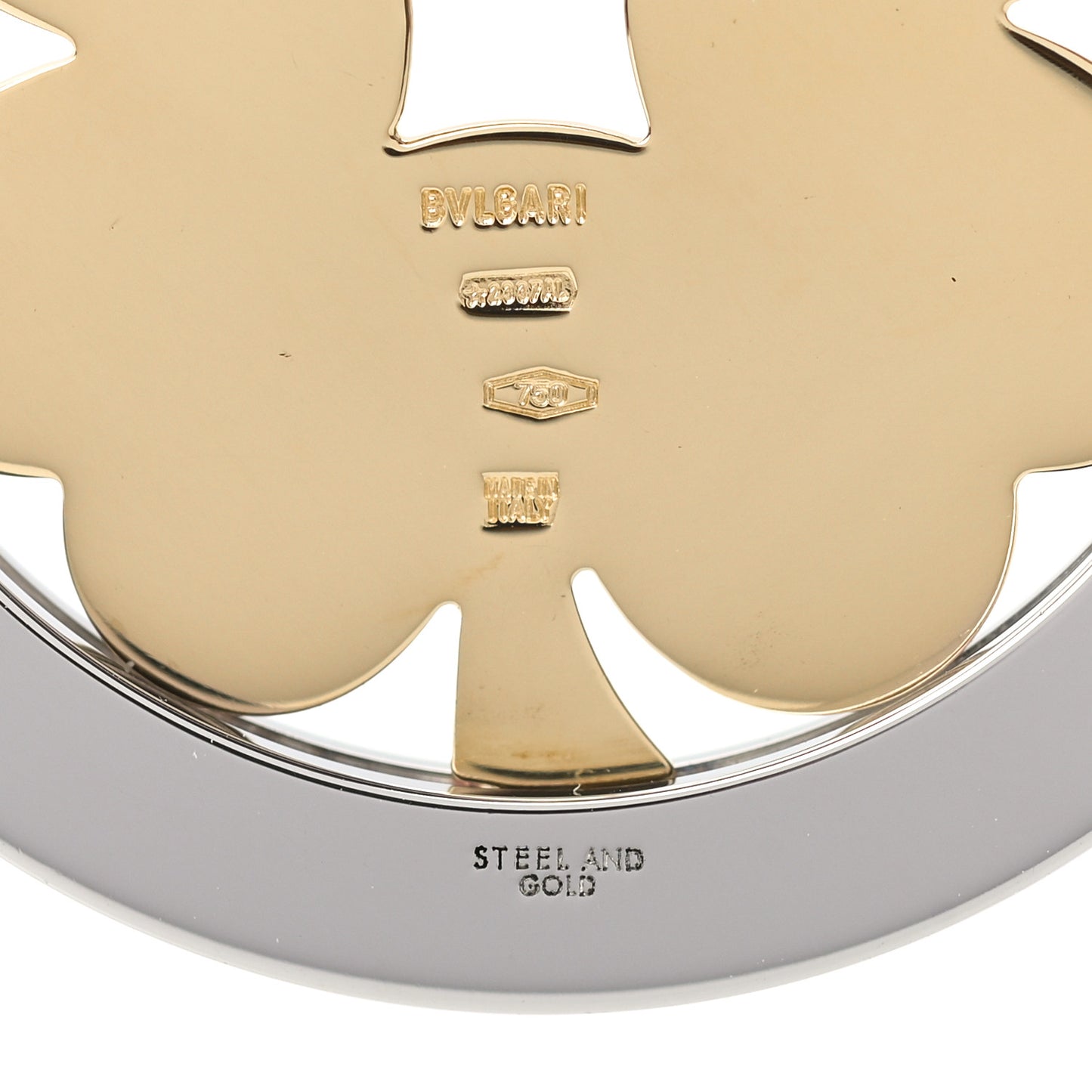 18K Yellow Gold Stainless Steel Tondo Clover Pendant