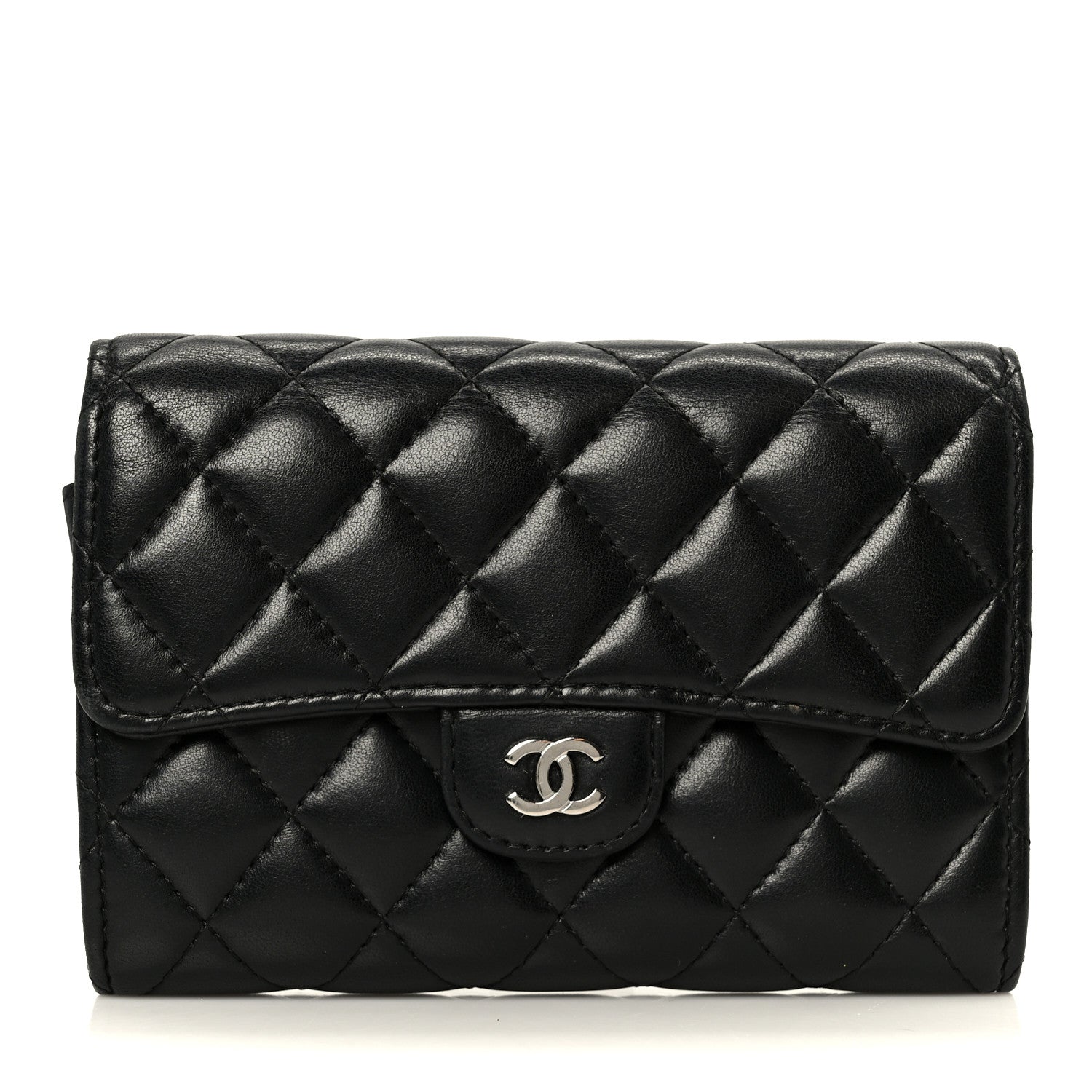Chanel Lambskin Quilted Large Flap Wallet Black 9 of 10