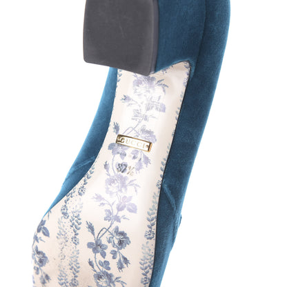 Gucci Softy Velvet GG Victoire 55mm Loafer Pumps 37.5 Pavone 8 of 10